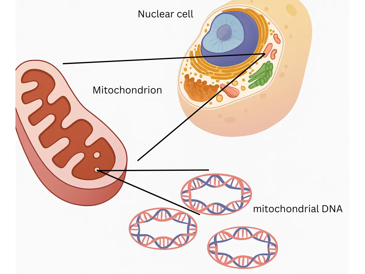 Mitochondrial DNA diagram inside cell