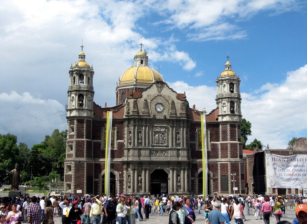 Exterior view of the Basilica of Our Lady of Guadalupe in Mexico City.