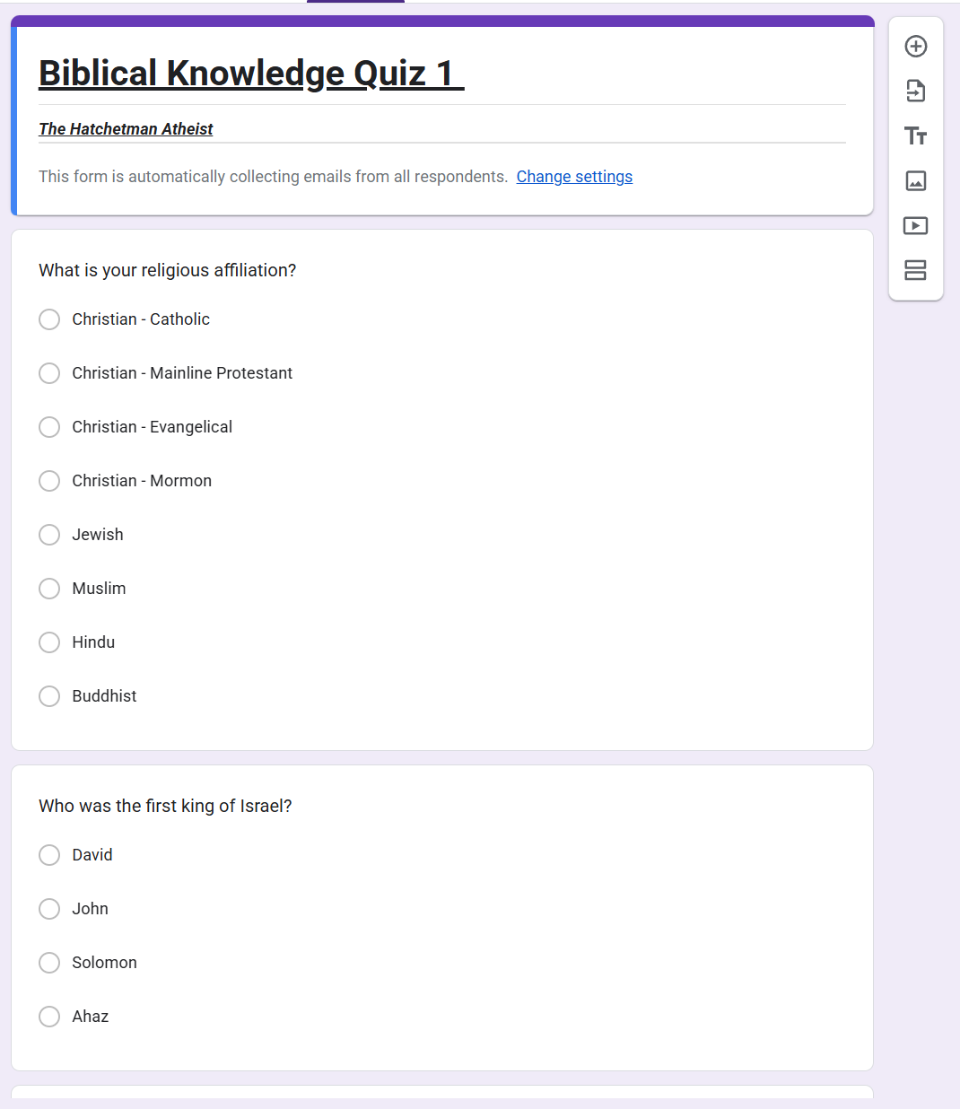 Start the Biblical Knowledge Quiz