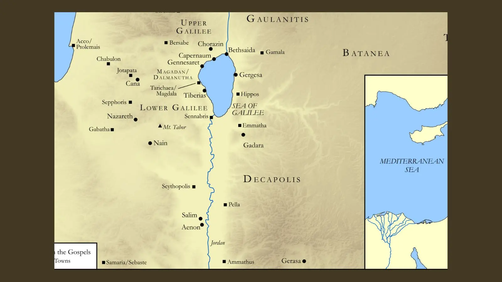 Map of Lower Galilee showing Nazareth in relation to surrounding towns