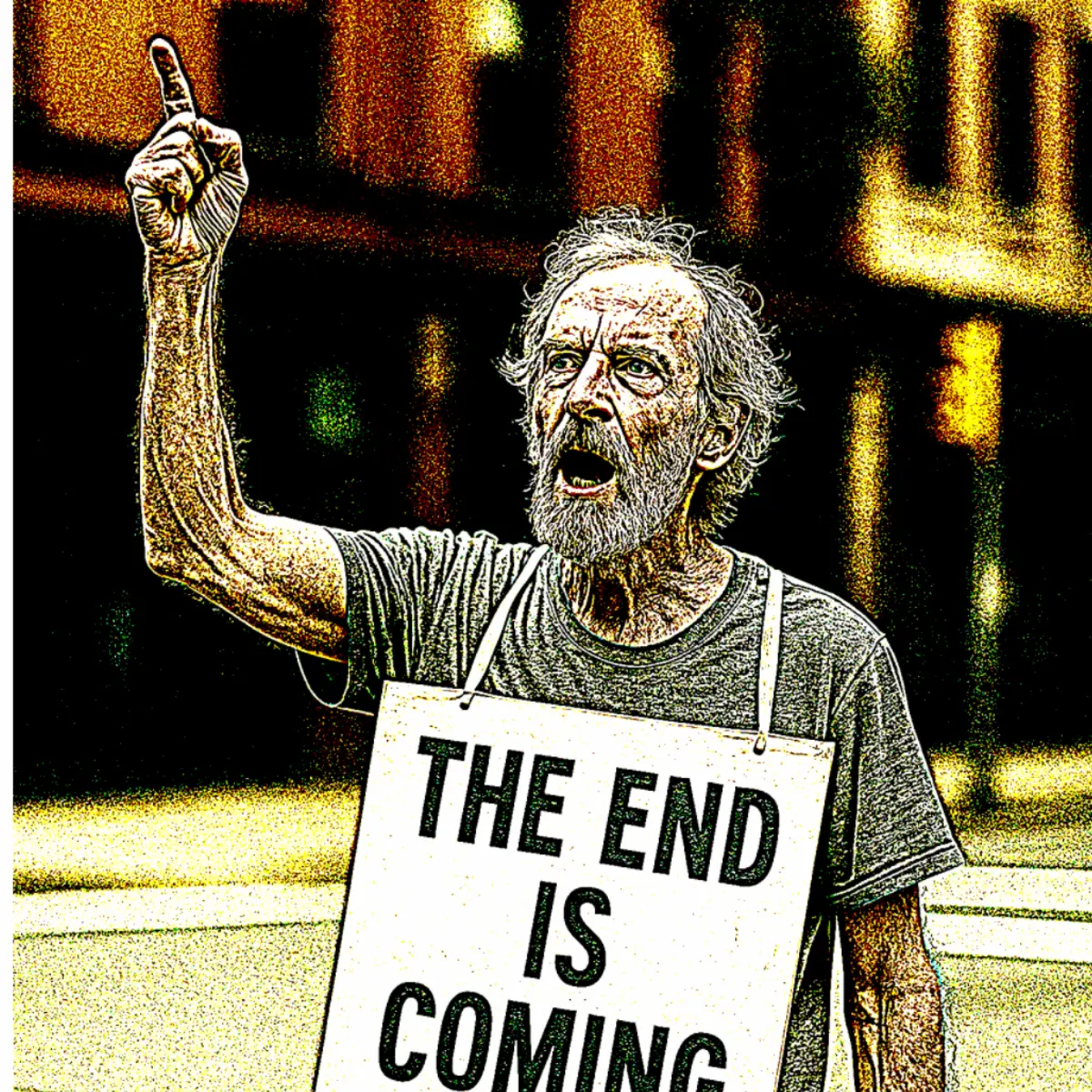  Street preacher with “The End Is Coming” sign; header image for messianic prophecy analysis.