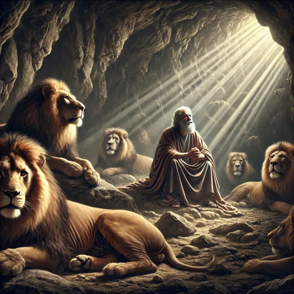 Daniel in the lions’ den illustration (Daniel post)